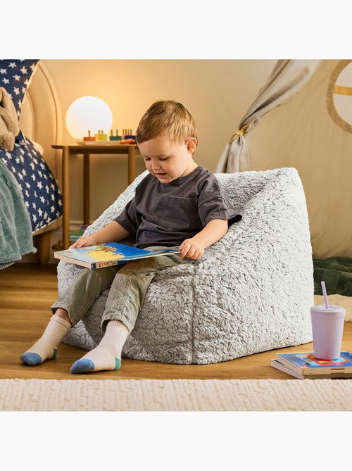 Pouf poltrona per bambini in morbido tessuto effetto peluche -icon - Kiabi