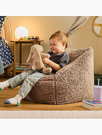 Pouf poltrona per bambini in morbido tessuto effetto peluche -icon
