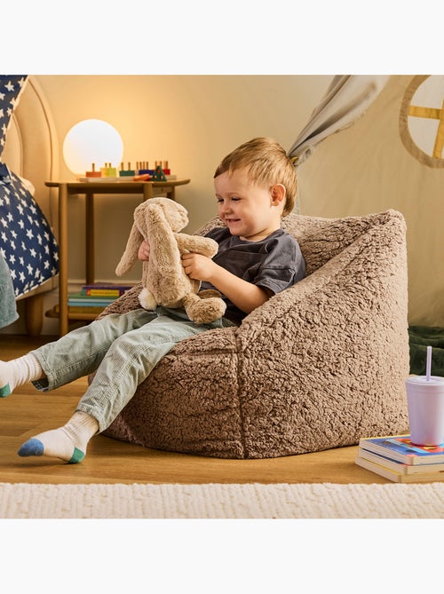 Pouf poltrona per bambini in morbido tessuto effetto peluche -icon - Kiabi
