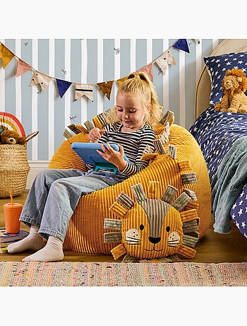 Pouf rotondo animale per bambini in velluto a coste con cuscino coordinato - icon