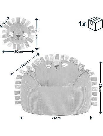 Pouf rotondo animale per bambini in velluto a coste con cuscino coordinato - icon