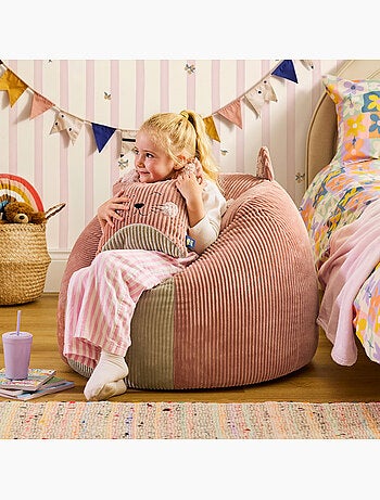 Pouf rotondo animale per bambini in velluto a coste con cuscino coordinato - icon