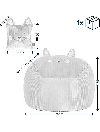 Pouf rotondo animale per bambini in velluto a coste con cuscino coordinato - icon