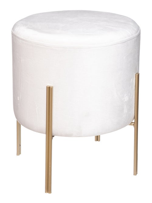 Pouf rotondo in metallo e velluto - Kiabi
