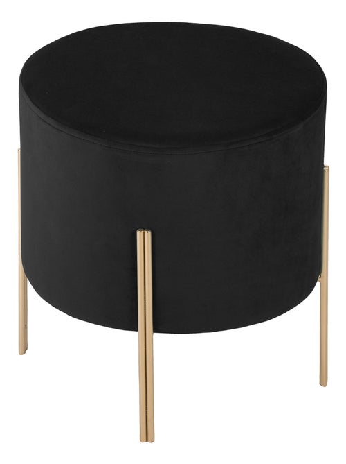 Pouf rotondo in metallo e velluto - Kiabi