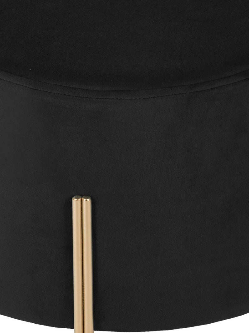 Pouf rotondo in metallo e velluto Nero - Kiabi