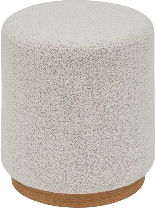Pouf rotondo in tessuto bouclette con base in legno - Kiabi