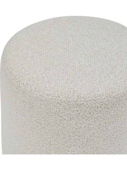 Pouf rotondo in tessuto bouclette con base in legno - Kiabi