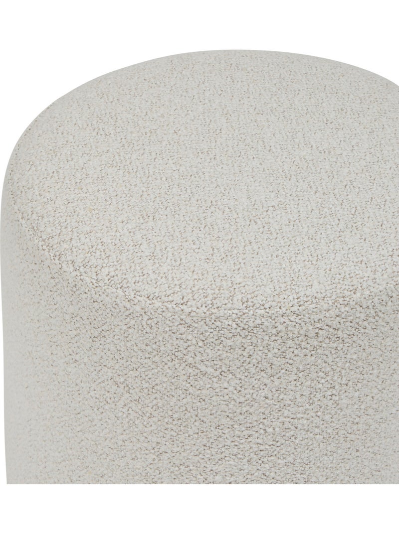 Pouf rotondo in tessuto bouclette con base in legno Bianco - Kiabi