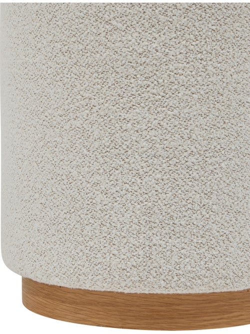 Pouf rotondo in tessuto bouclette con base in legno - Kiabi