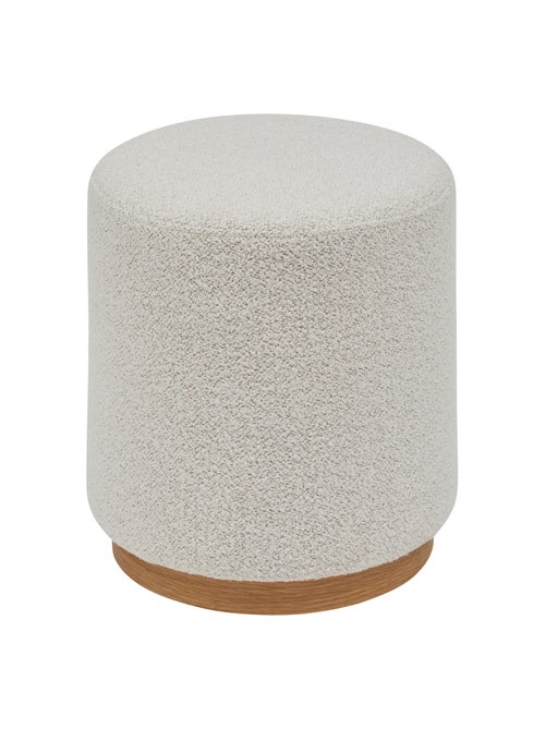 Pouf rotondo in tessuto bouclette con base in legno - Kiabi Pouf rotondo in tessuto bouclette con base in legno - Kiabi