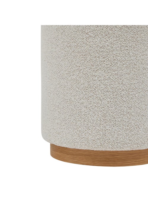 Pouf rotondo in tessuto bouclette con base in legno - Kiabi Pouf rotondo in tessuto bouclette con base in legno - Kiabi