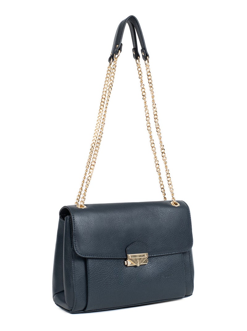 PRETA - Borsa a spalla con 2 manici - Pelle Blu marino - Kiabi
