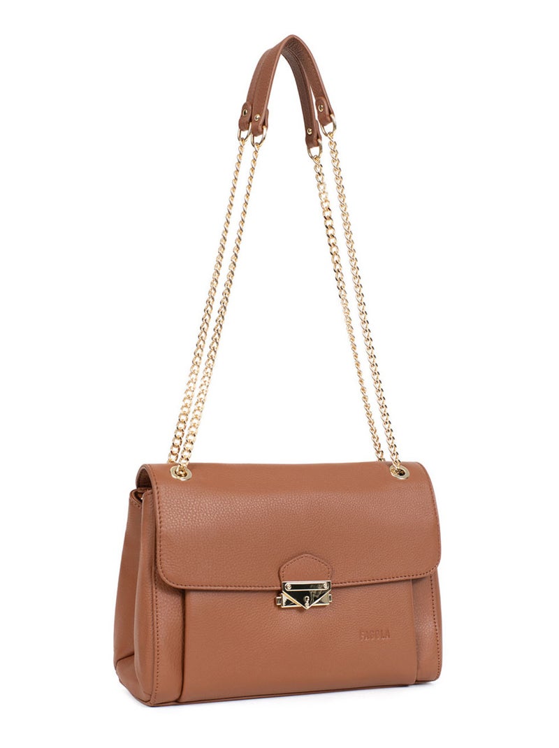 PRETA - Borsa a spalla con 2 manici - Pelle Cognac - Kiabi