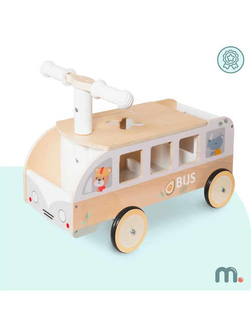 Primi passi cavalcabile in legno bus mamabrum - Kiabi