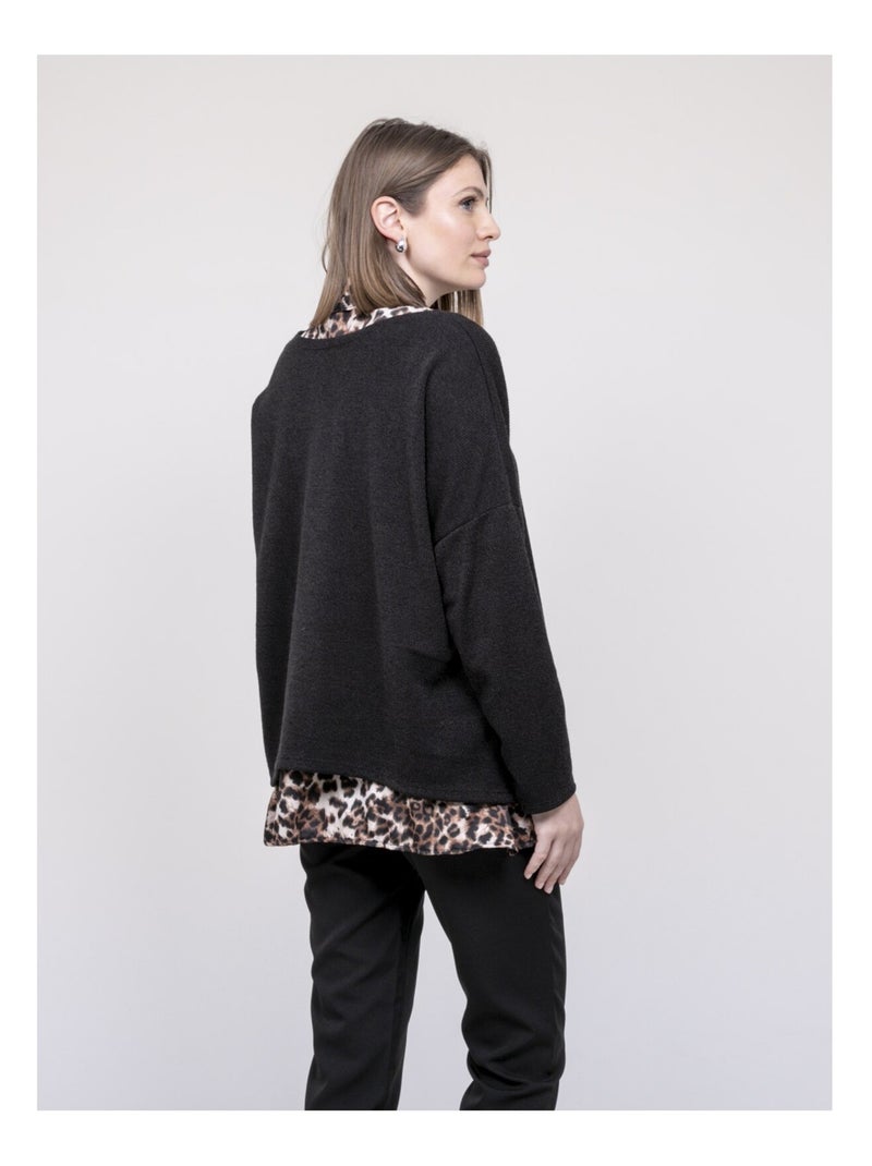 Pull 2 in 1 camicia leopardo KUBILA Nero - Kiabi