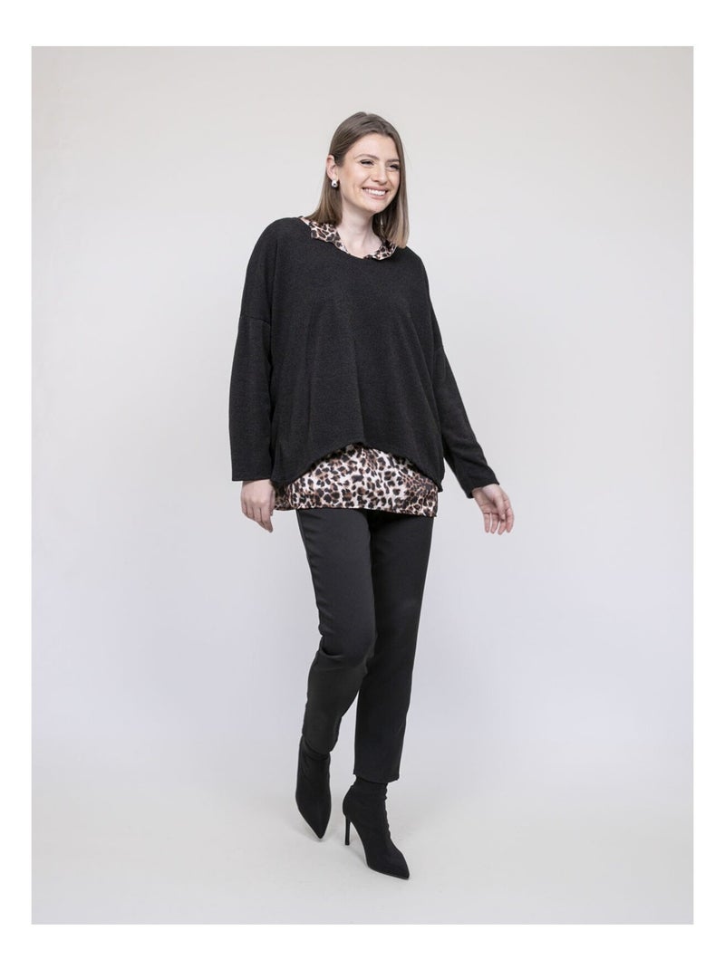 Pull 2 in 1 camicia leopardo KUBILA Nero - Kiabi