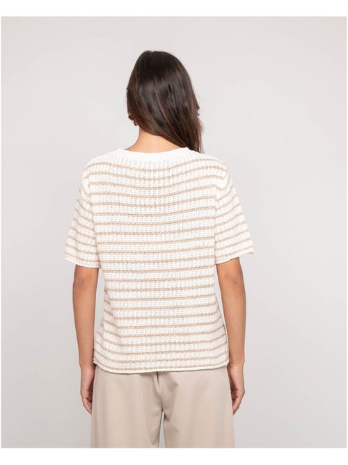 Pull a maniche corte con righe lurex KIZAIA - Kiabi