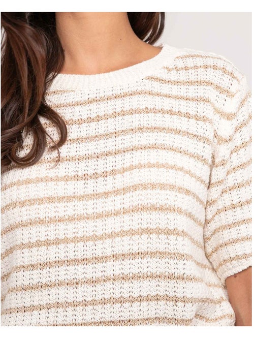 Pull a maniche corte con righe lurex KIZAIA - Kiabi