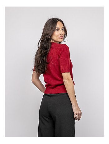 Pull a maniche corte con strass al collo KACOOPER