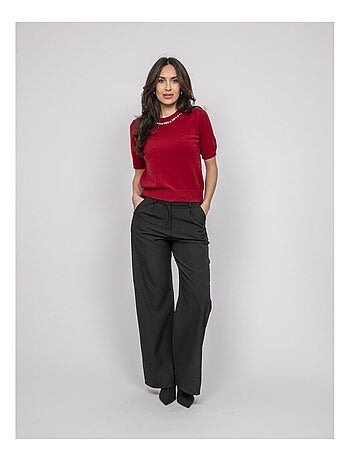 Pull a maniche corte con strass al collo KACOOPER