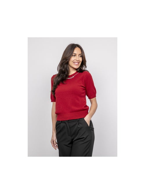 Pull a maniche corte con strass al collo KACOOPER - Kiabi Pull a maniche corte con strass al collo KACOOPER - Kiabi