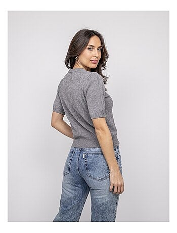 Pull a maniche corte con strass al collo KACOOPER