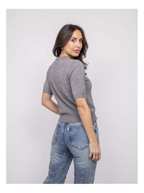 Pull a maniche corte con strass al collo KACOOPER - Kiabi