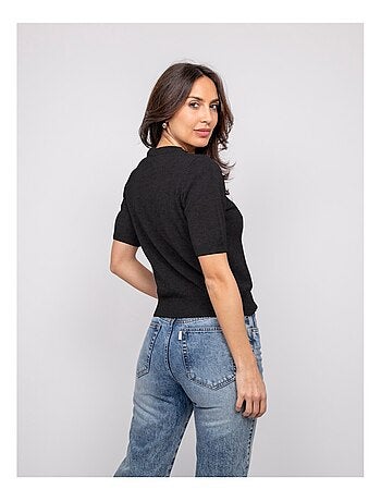 Pull a maniche corte con strass al collo KACOOPER