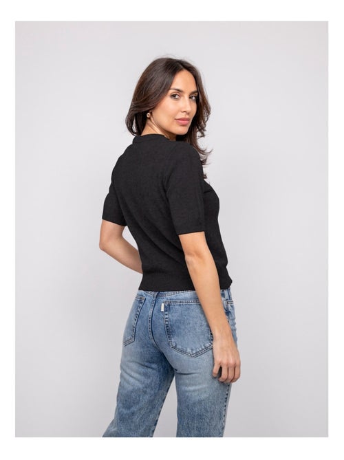 Pull a maniche corte con strass al collo KACOOPER - Kiabi