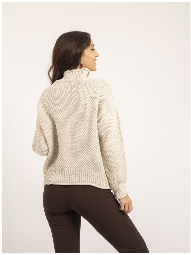 Pull col montant KIANTY Ecru - Kiabi