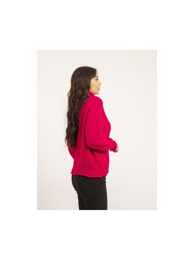 Pull col montant KIANTY Rosa fucsia - Kiabi