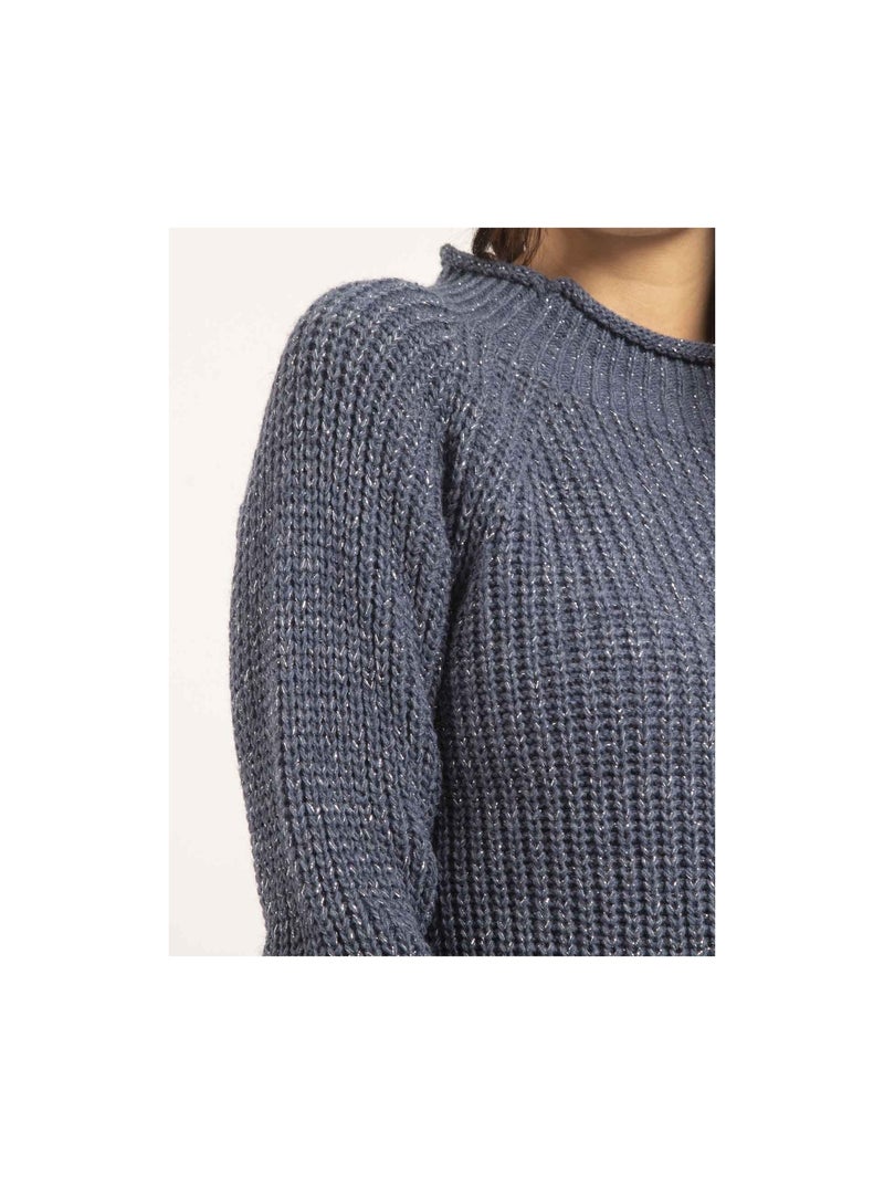 Pull col montant lurex KAMPALA Blu - Kiabi