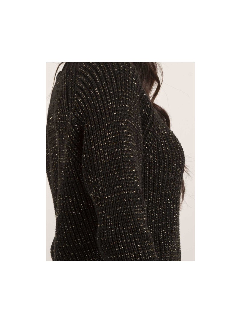 Pull col montant lurex KAMPALA Nero - Kiabi
