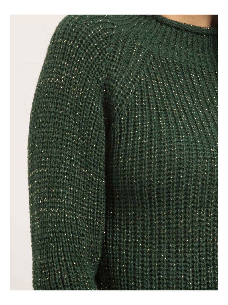 Pull col montant lurex KAMPALA Verde foresta - Kiabi