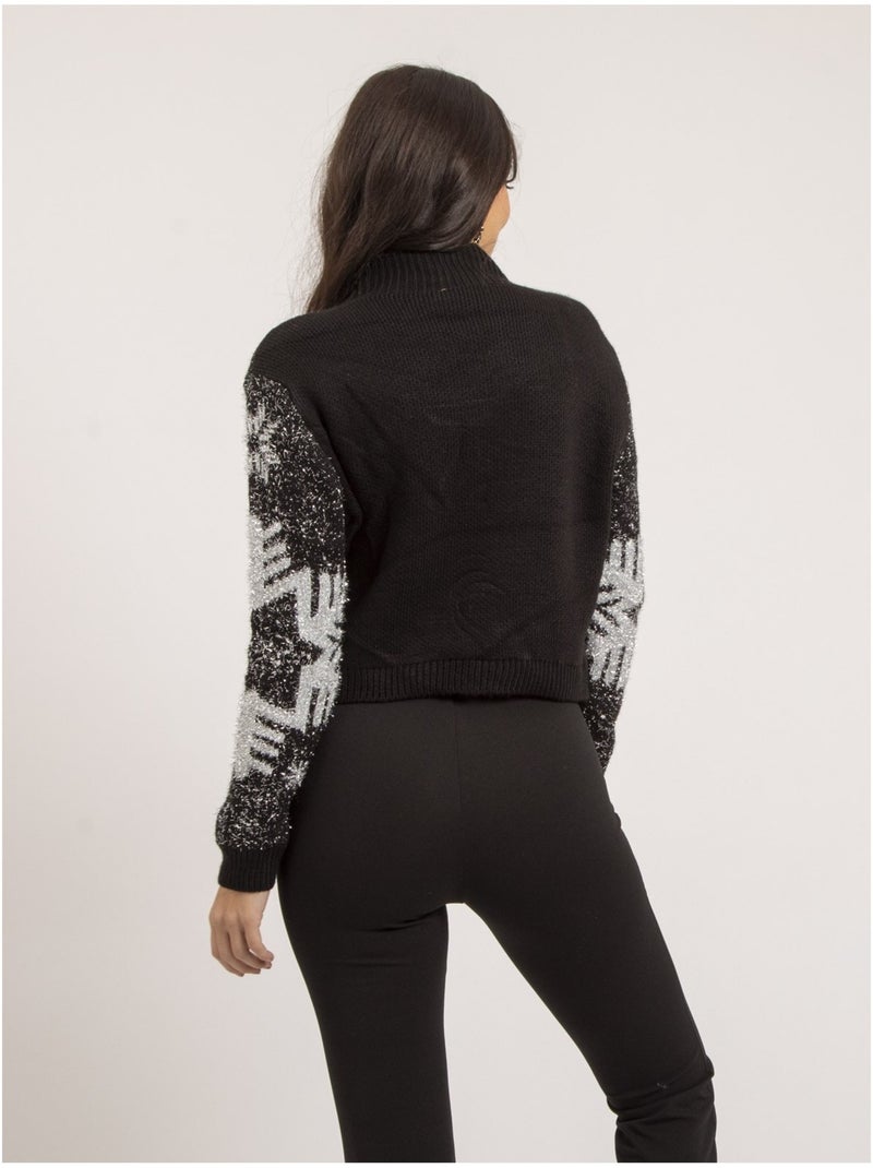 Pull col montant métallisé fantaisie KANA Nero - Kiabi