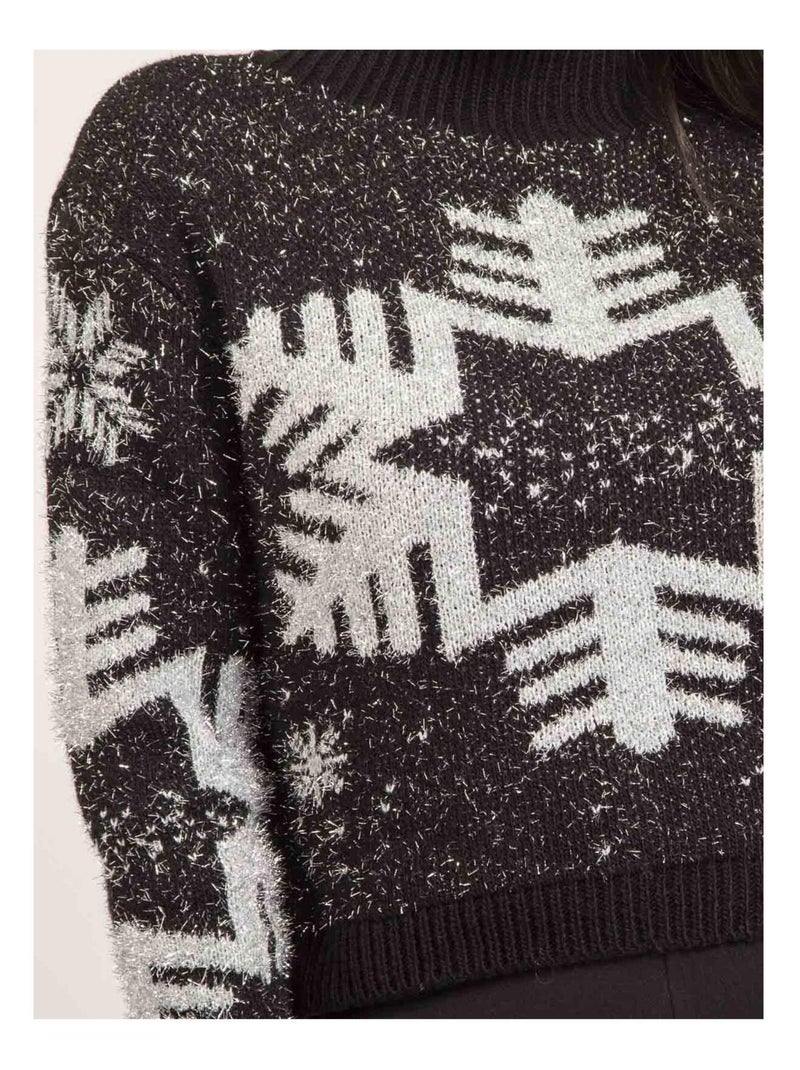 Pull col montant métallisé fantaisie KANA Nero - Kiabi