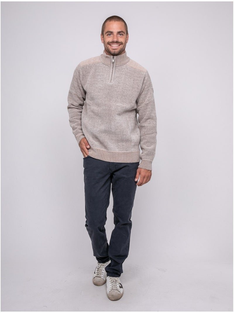 Pull col montant zippé LANGUR Beige - Kiabi