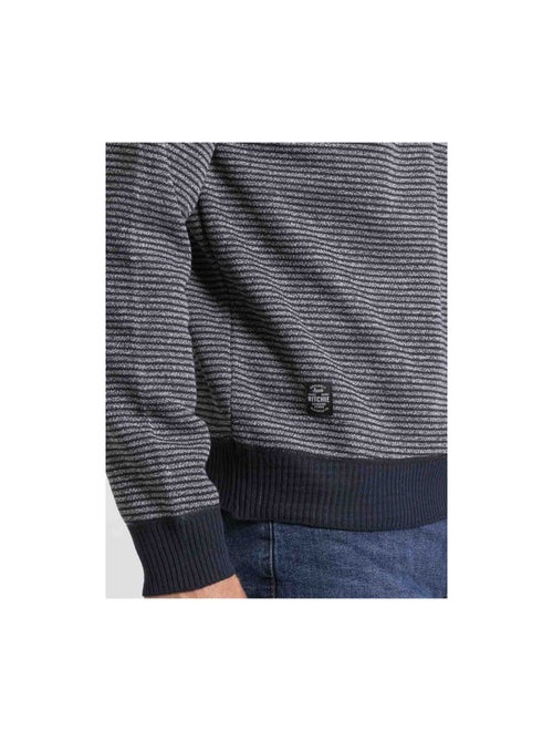 Pull col montant zippé rayures LIMEROU - Kiabi