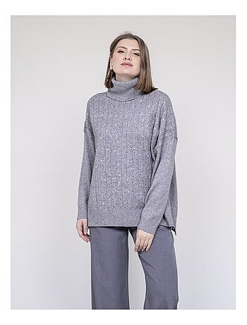 Pull col roulé a sequins KARLINE
