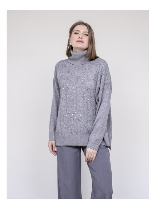 Pull col roulé a sequins KARLINE - Kiabi