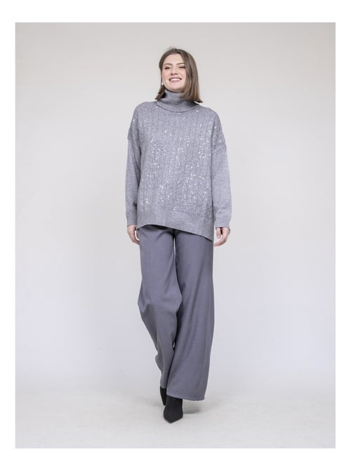 Pull col roulé a sequins KARLINE - Kiabi