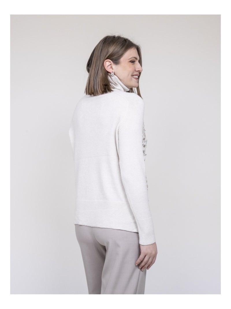 Pull col roulé a sequins KILISION Ecru - Kiabi