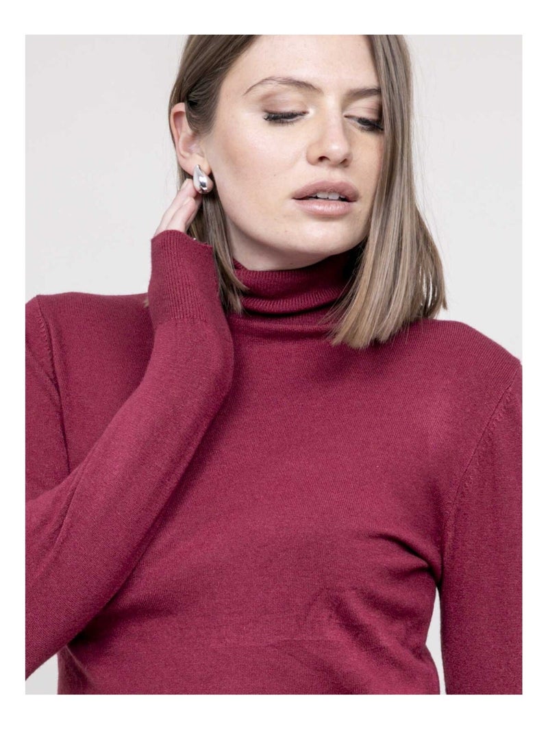 Pull col roulé KANTARA Bordeaux - Kiabi