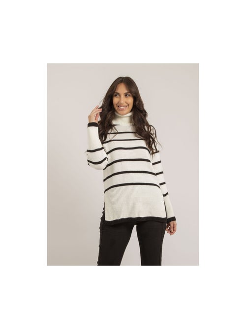 Pull col roulé rayures KATLYN - Kiabi