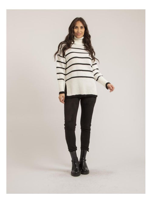 Pull col roulé rayures KATLYN - Kiabi