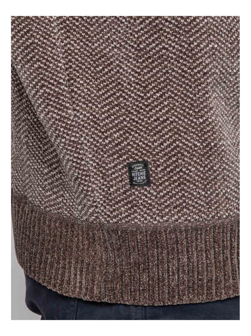 Pull colletto abbottonato LITUDO Marrone - Kiabi
