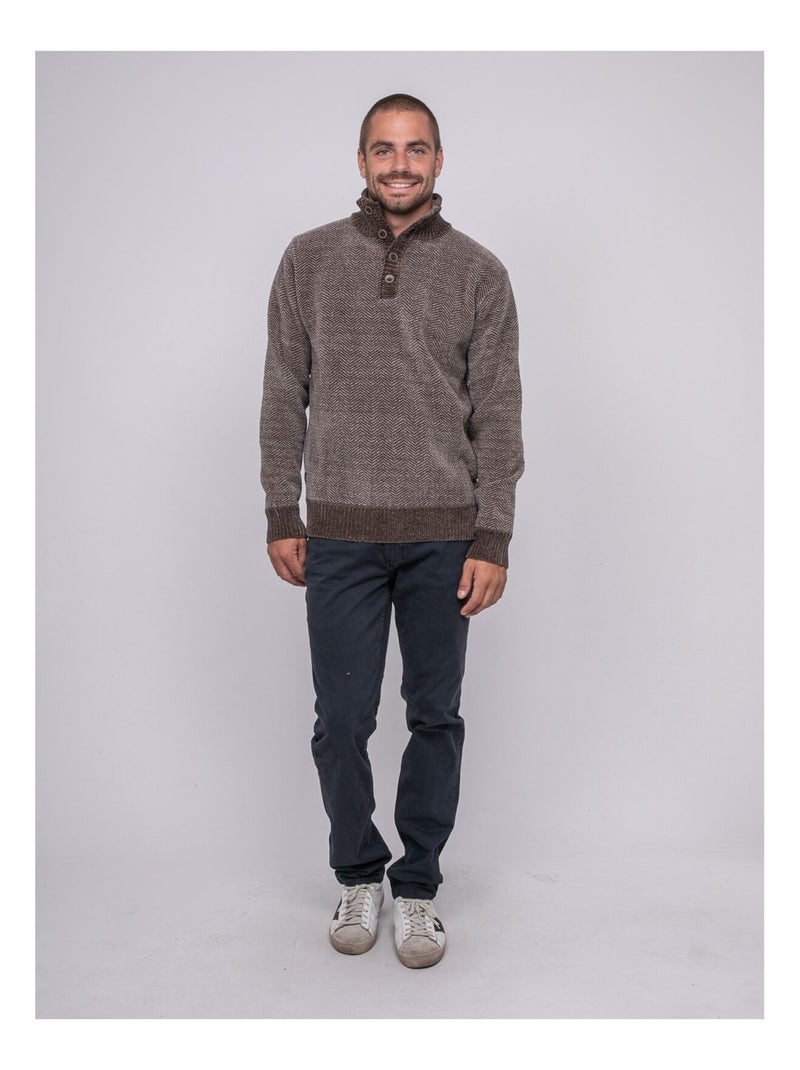 Pull colletto abbottonato LITUDO Marrone - Kiabi