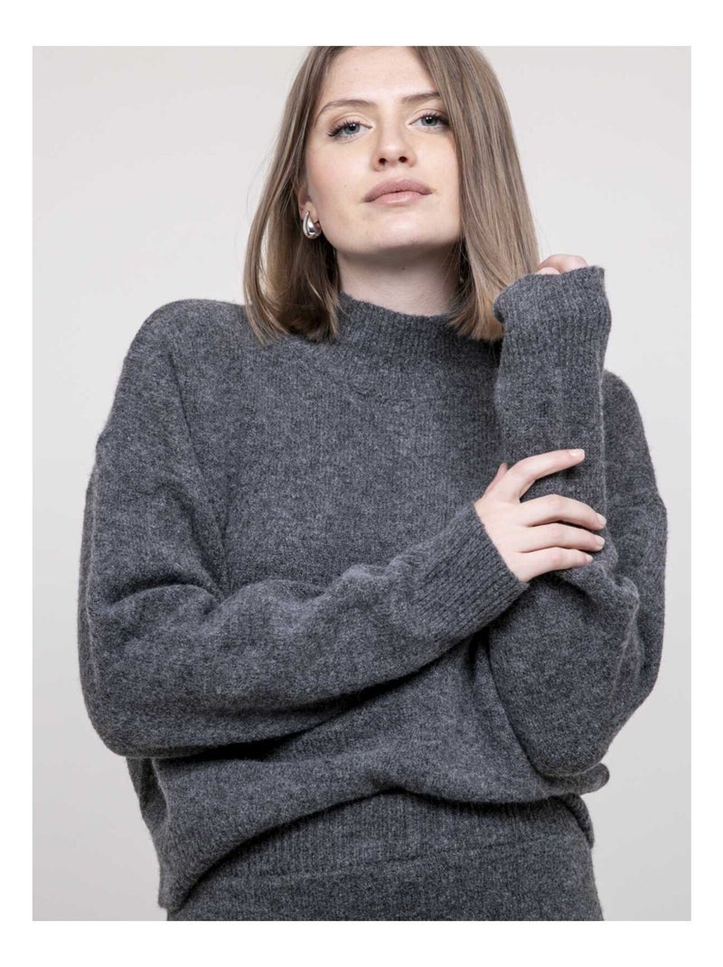 Pull colletto alto KAMALA Grigio - Kiabi