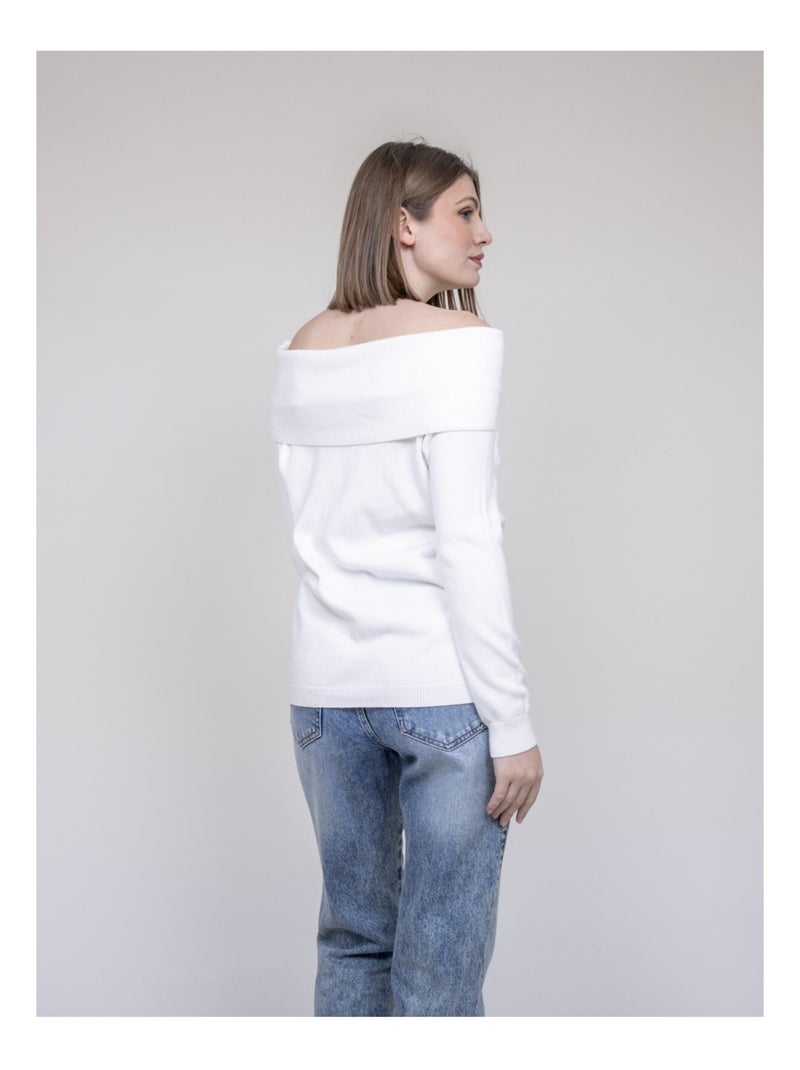 Pull colletto bardot KATARINA Bianco - Kiabi
